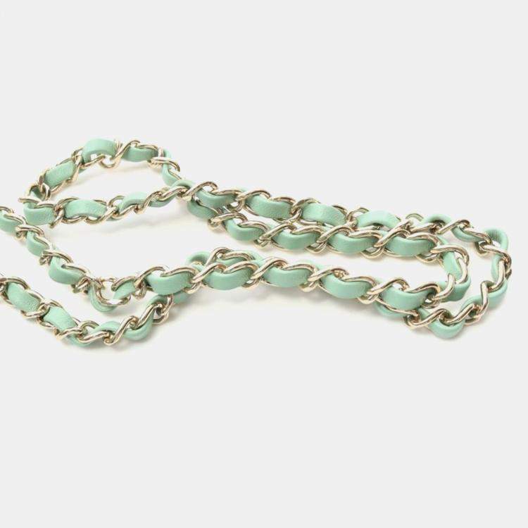Pre Owned Chanel Matelasse Mini Green Lambskin Chain Shoulder Bag