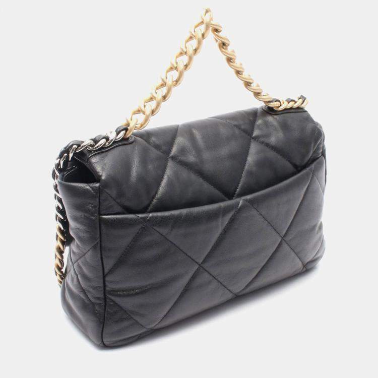 Pre Owned Chanel 19 Matelasse Black Leather Chain Shoulder Bag