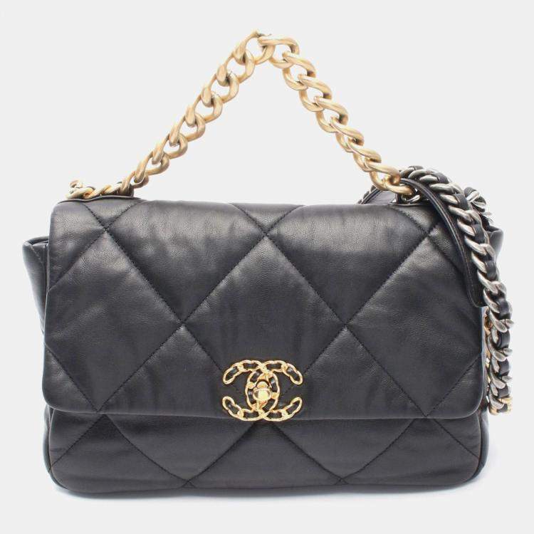 Pre Owned Chanel 19 Matelasse Black Leather Chain Shoulder Bag