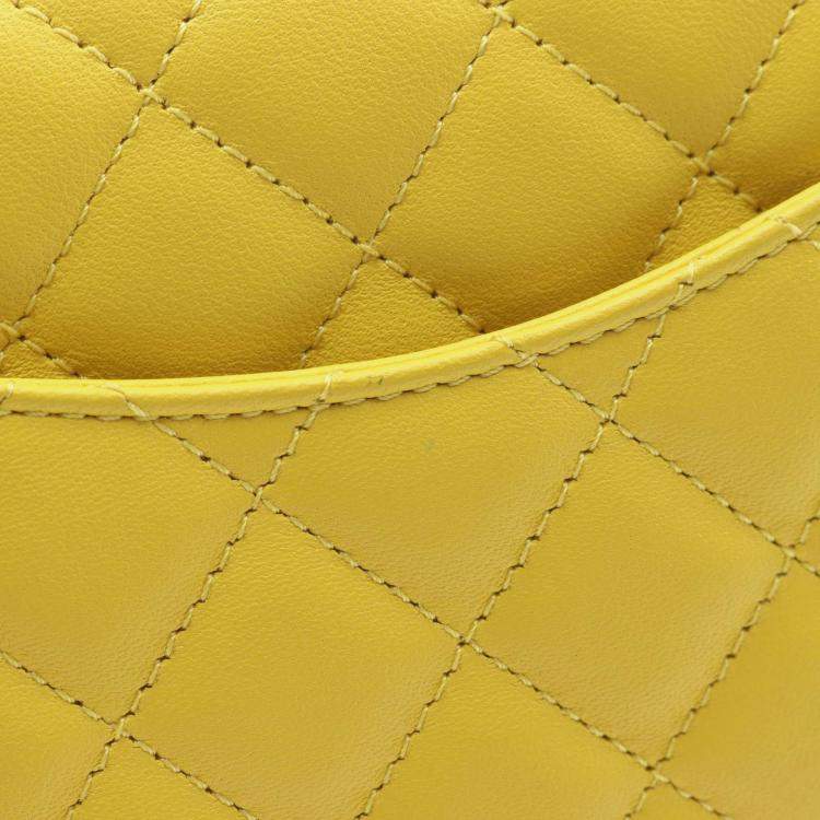Pre Owned Chanel Pearl Crush Mini Yellow Lambskin Chain Shoulder Bag