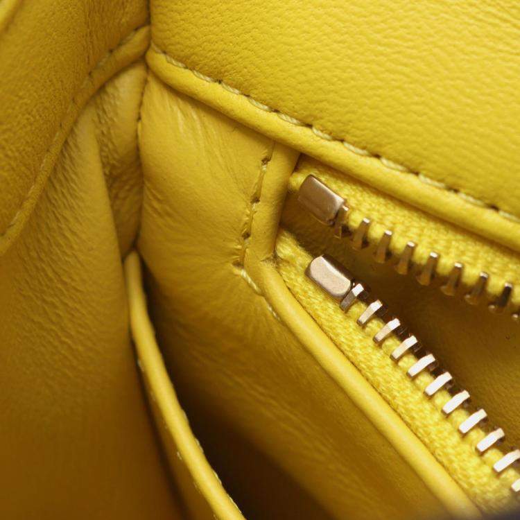 Pre Owned Chanel Pearl Crush Mini Yellow Lambskin Chain Shoulder Bag