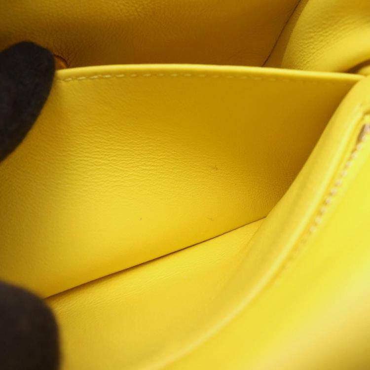 Pre Owned Chanel Pearl Crush Mini Yellow Lambskin Chain Shoulder Bag