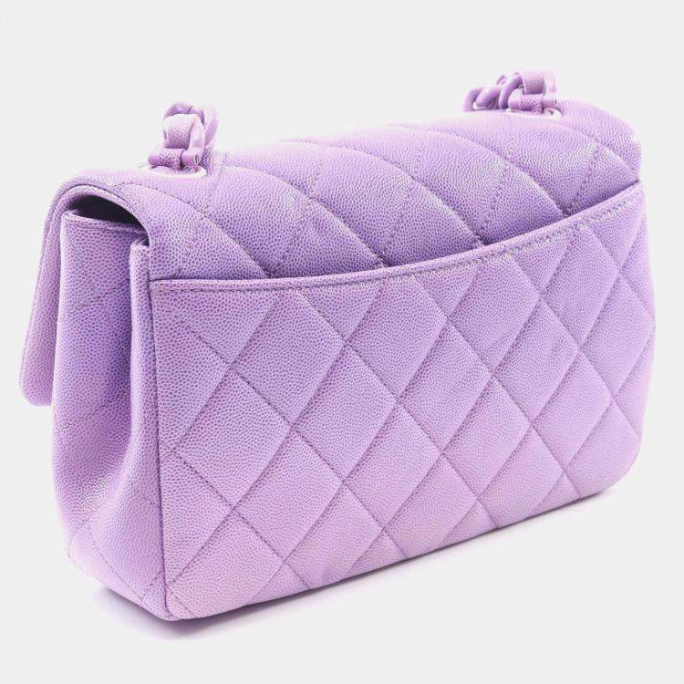 Pre Owned Chanel Matelasse Plastic Chain Shoulder Bag Crossbody Calfskin Purple
