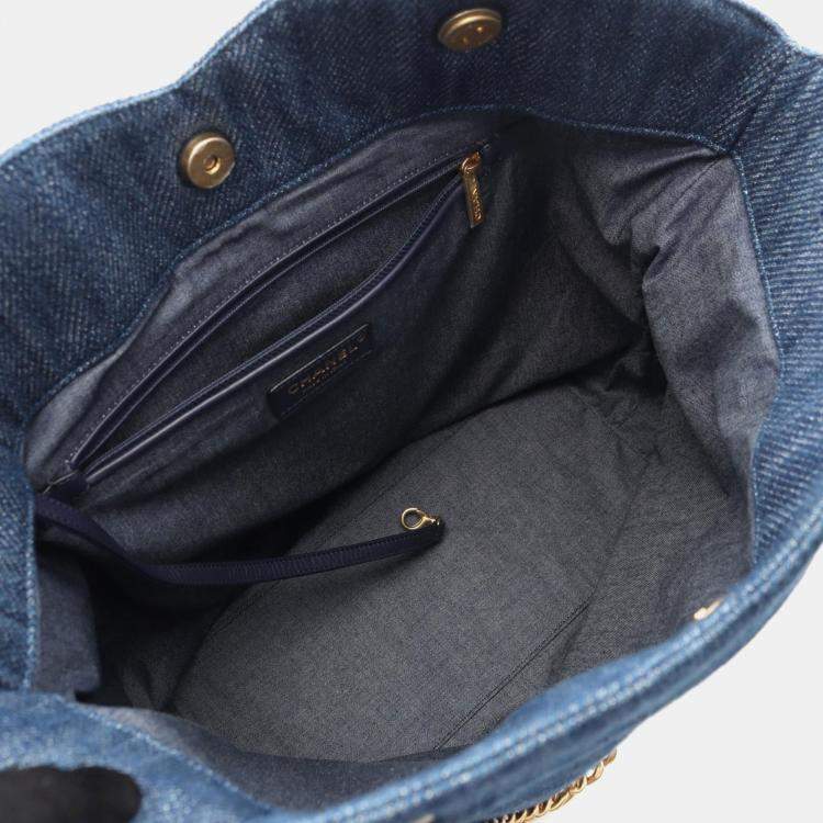 Pre Owned Chanel CC Denim Navy Chain Shoulder Bag