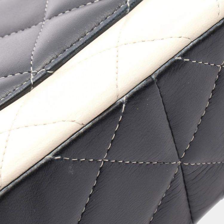 Pre Owned Chanel Brown Jumbo Classic Colorblock Lambskin Double Flap