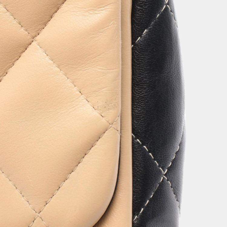 Pre Owned Chanel Brown Jumbo Classic Colorblock Lambskin Double Flap