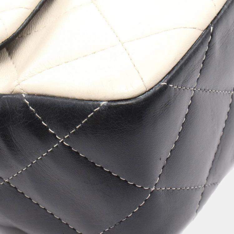 Pre Owned Chanel Brown Jumbo Classic Colorblock Lambskin Double Flap
