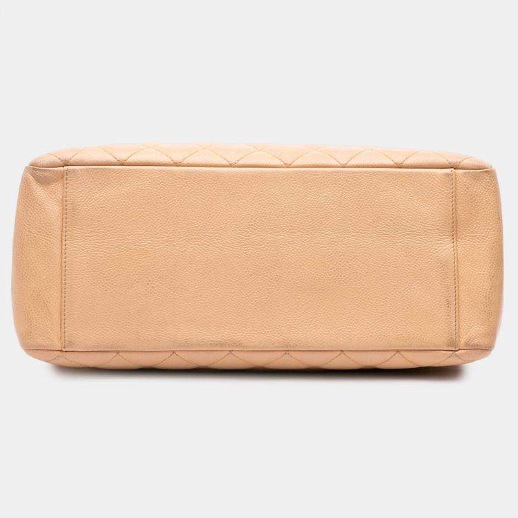 Pre Owned Chanel Beige Brown Caviar Grand Shopping Tote