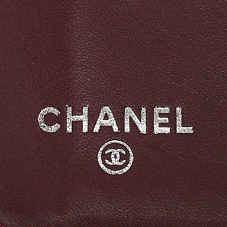 Pre Owned Chanel Burgundy Quilted Patent Leather L Yen Wallet