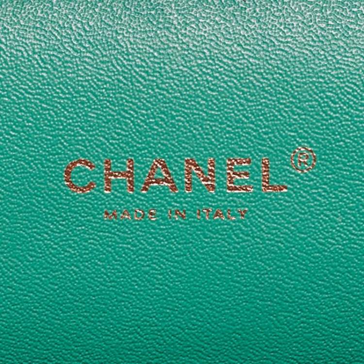 Pre Owned Chanel Green Quilted Lambskin Leather Maxi Classic Double Flap Bag