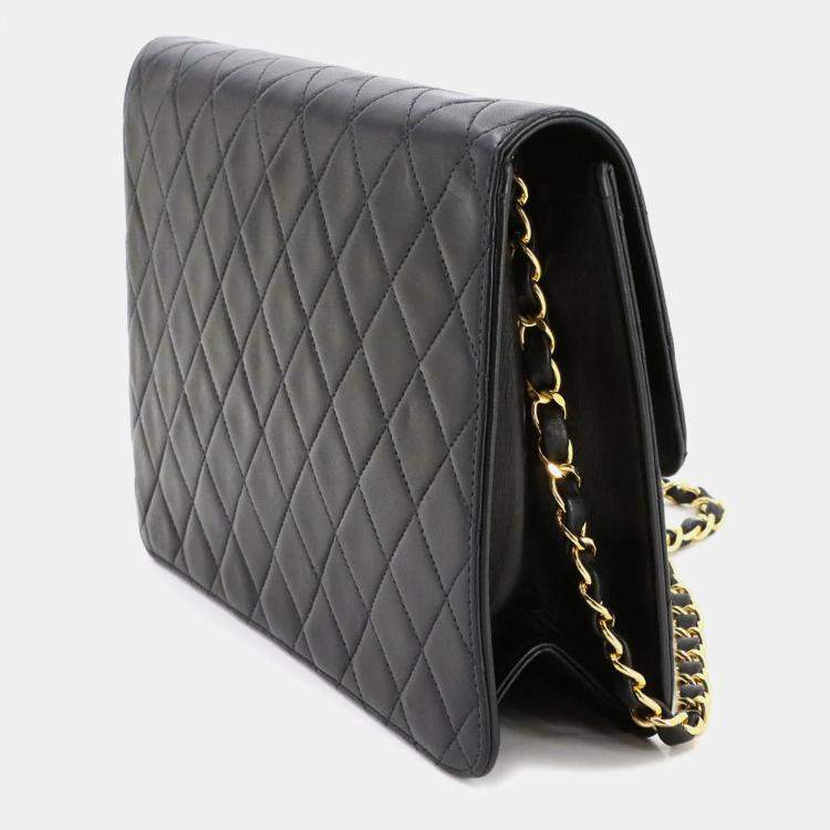 Pre Owned Chanel Tall Flap Black Leather Chain Shoulder Bag