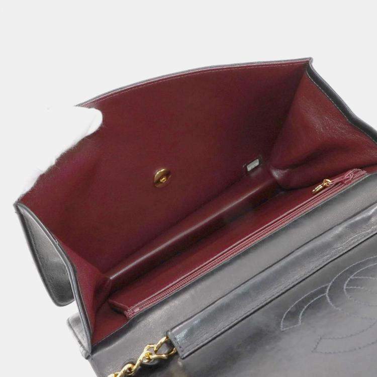 Pre Owned Chanel Tall Flap Black Leather Chain Shoulder Bag