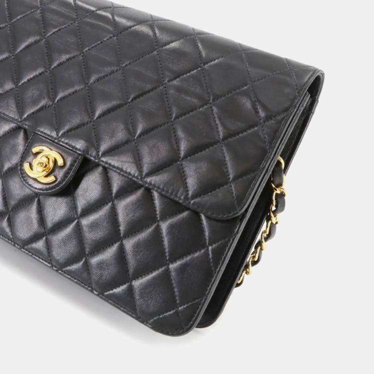 Pre Owned Chanel Tall Flap Black Leather Chain Shoulder Bag