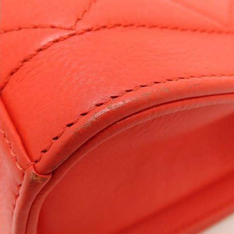 Pre Owned Chanel Click Orange Calf Leather Chain Shoulder Bag