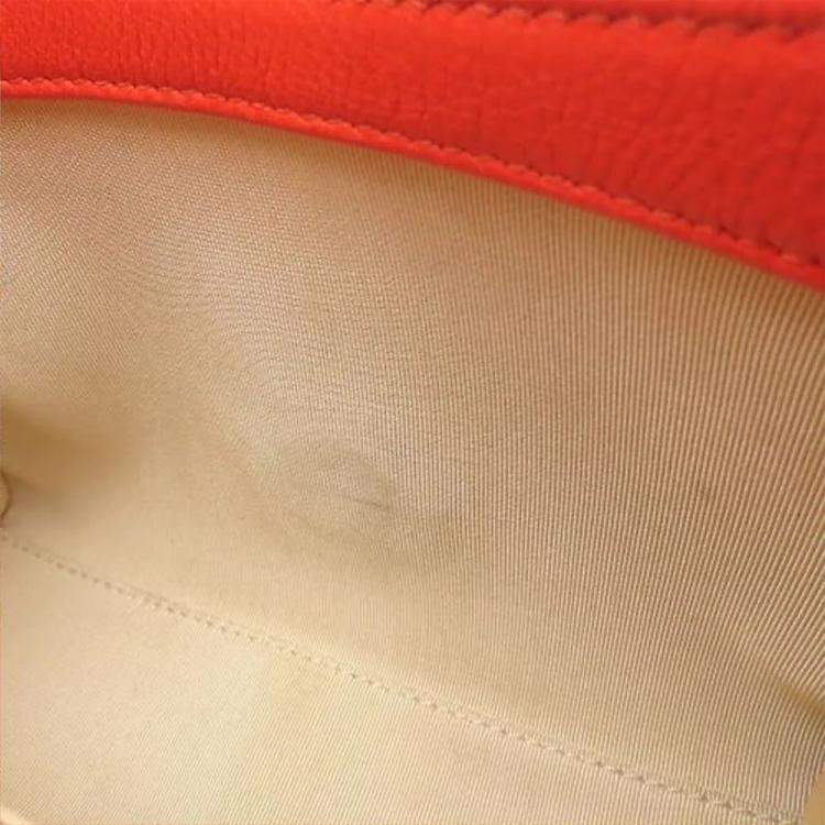 Pre Owned Chanel Click Orange Calf Leather Chain Shoulder Bag