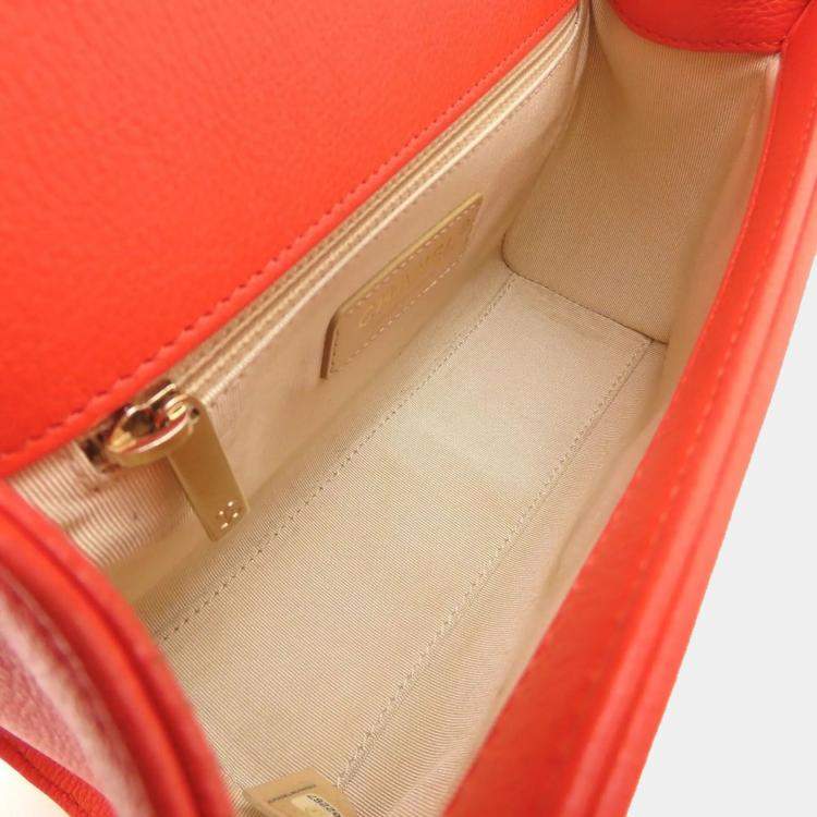Pre Owned Chanel Click Orange Calf Leather Chain Shoulder Bag