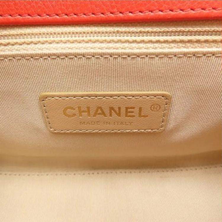 Pre Owned Chanel Click Orange Calf Leather Chain Shoulder Bag