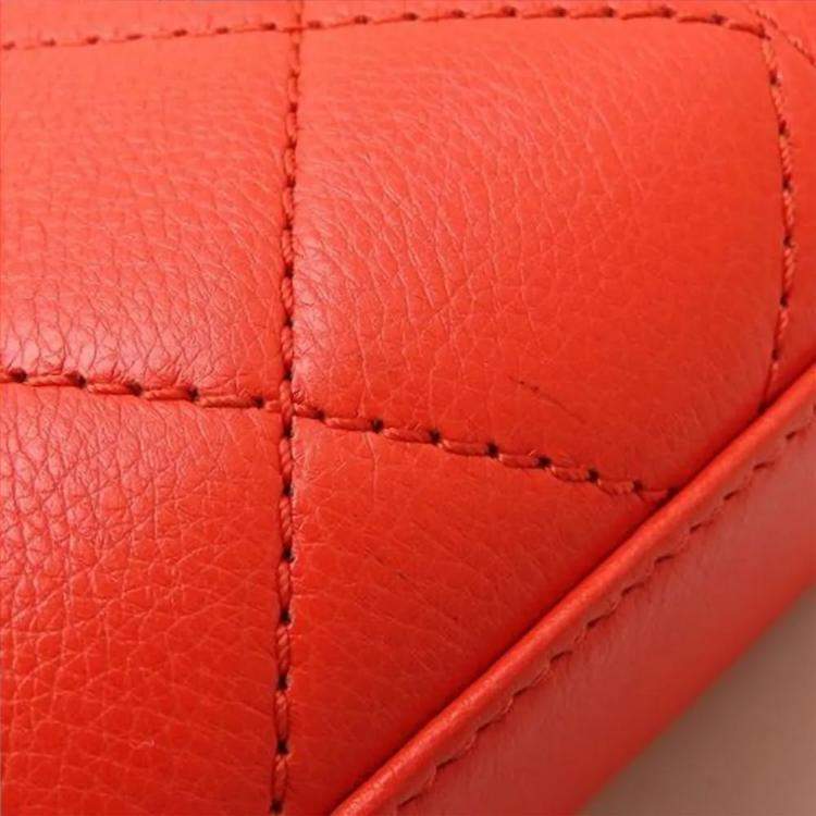 Pre Owned Chanel Click Orange Calf Leather Chain Shoulder Bag