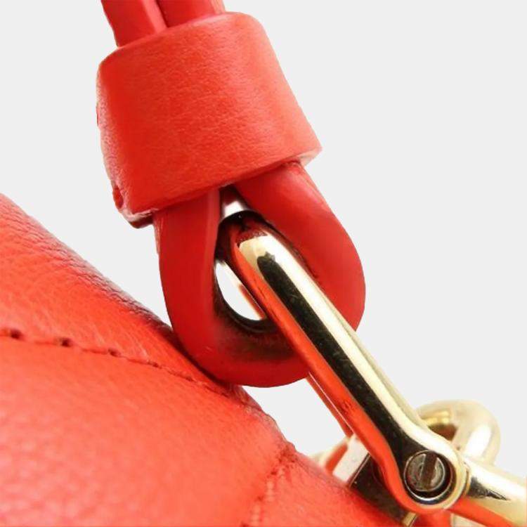 Pre Owned Chanel Click Orange Calf Leather Chain Shoulder Bag