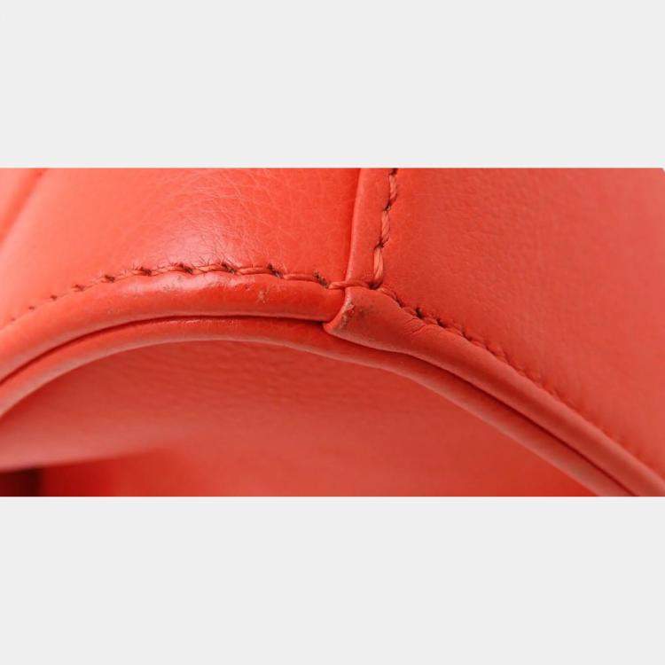 Pre Owned Chanel Click Orange Calf Leather Chain Shoulder Bag