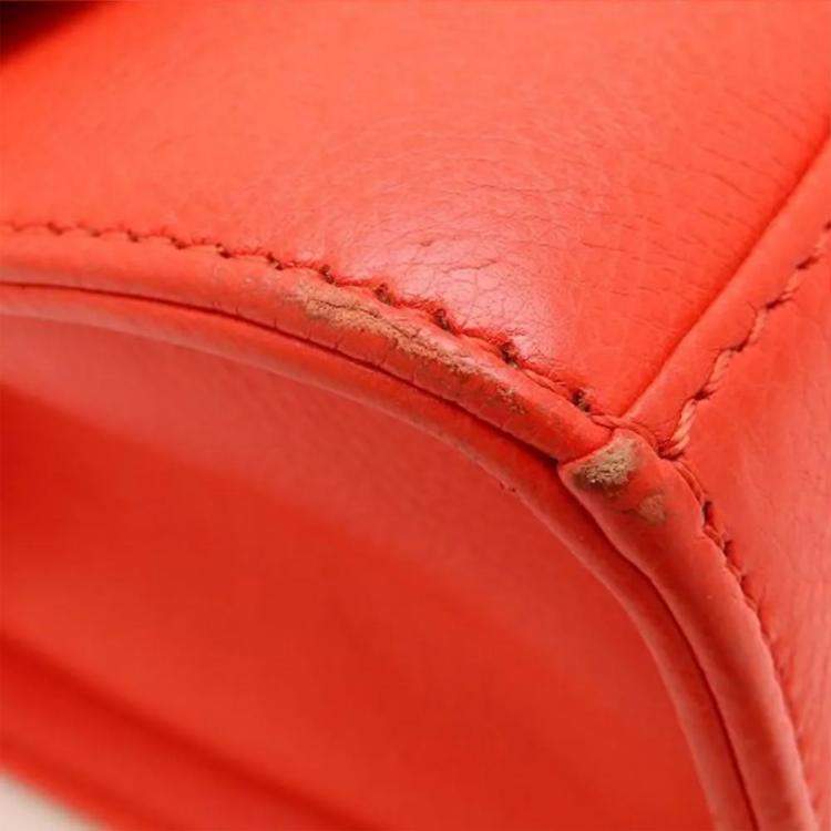 Pre Owned Chanel Click Orange Calf Leather Chain Shoulder Bag