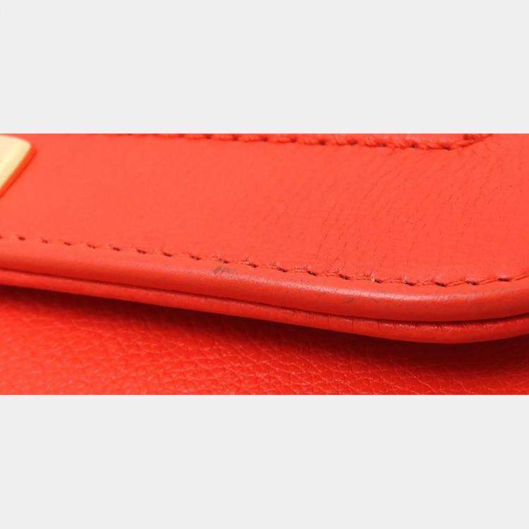 Pre Owned Chanel Click Orange Calf Leather Chain Shoulder Bag