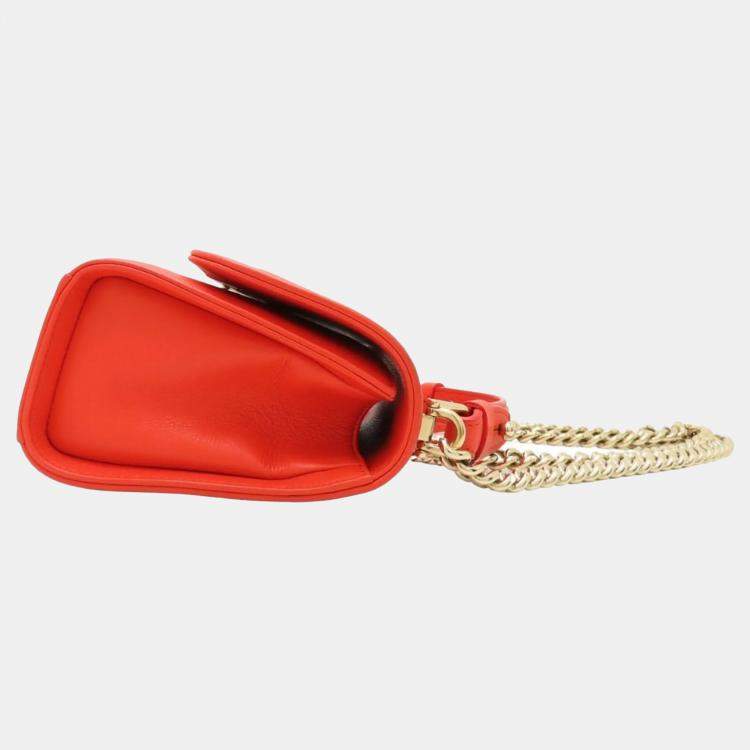 Pre Owned Chanel Click Orange Calf Leather Chain Shoulder Bag