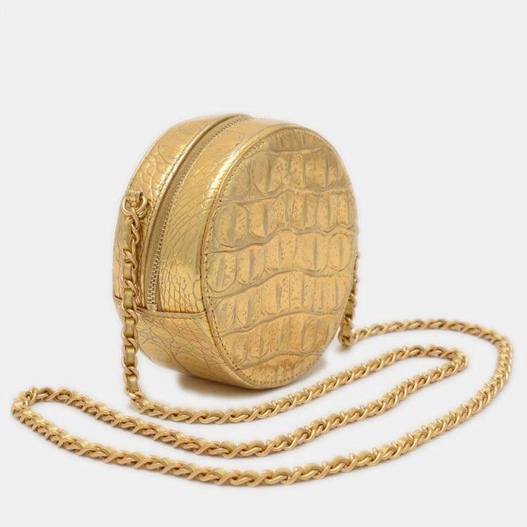 Pre Owned Chanel Round Gold Chain Shoulder Bag