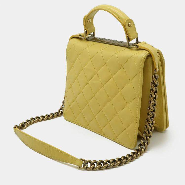 Pre Owned Chanel Rita Yellow Leather Chain Shoulder Bag