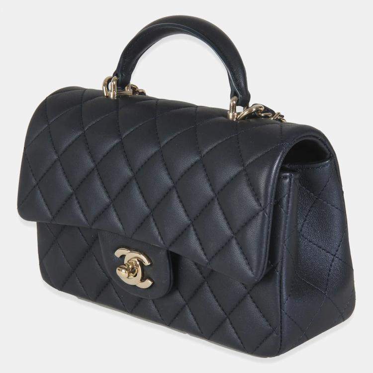 مملوكة مسبقًا Chanel Navy Quilted Lambskin Mini Rectangular Top Handle
