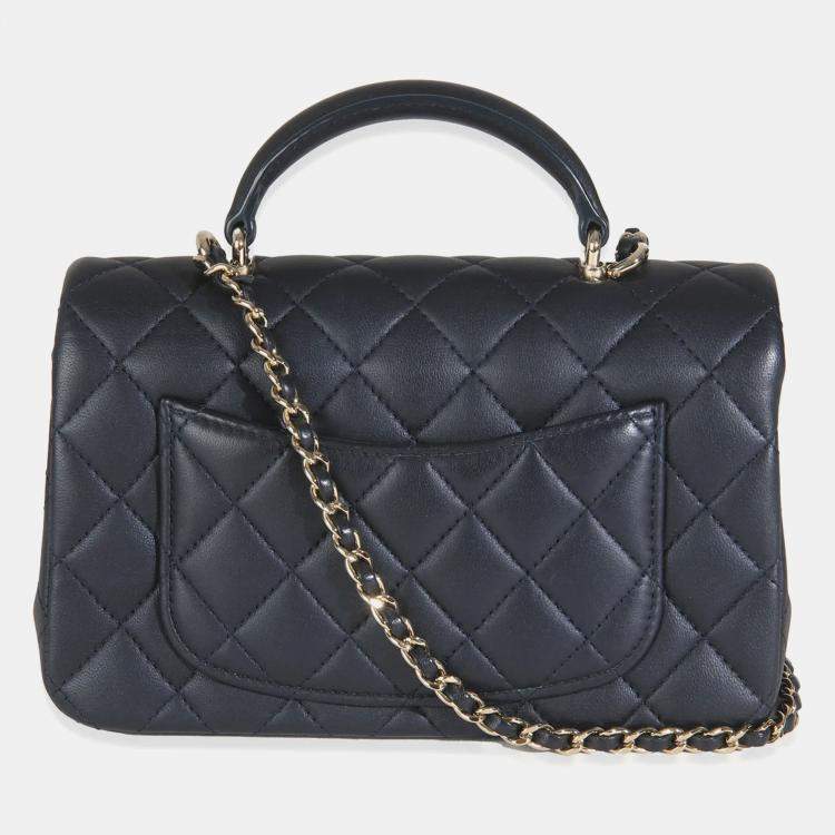 مملوكة مسبقًا Chanel Navy Quilted Lambskin Mini Rectangular Top Handle