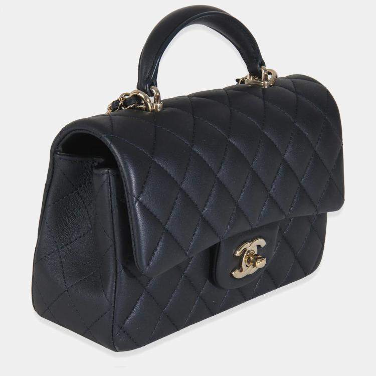 مملوكة مسبقًا Chanel Navy Quilted Lambskin Mini Rectangular Top Handle