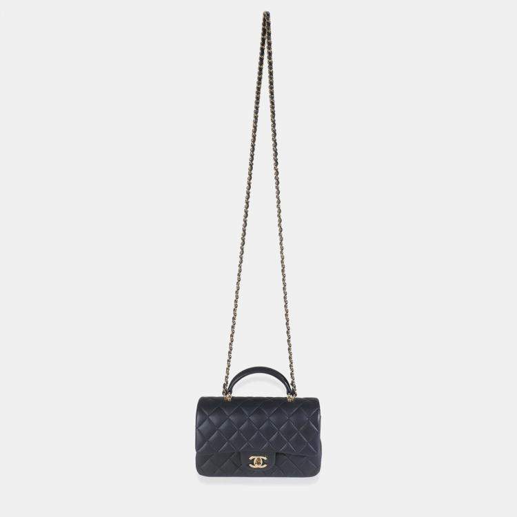 مملوكة مسبقًا Chanel Navy Quilted Lambskin Mini Rectangular Top Handle