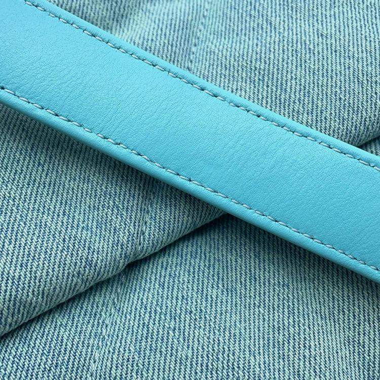 Pre Owned Chanel 19 Turquoise Blue Denim Chain Shoulder Bag