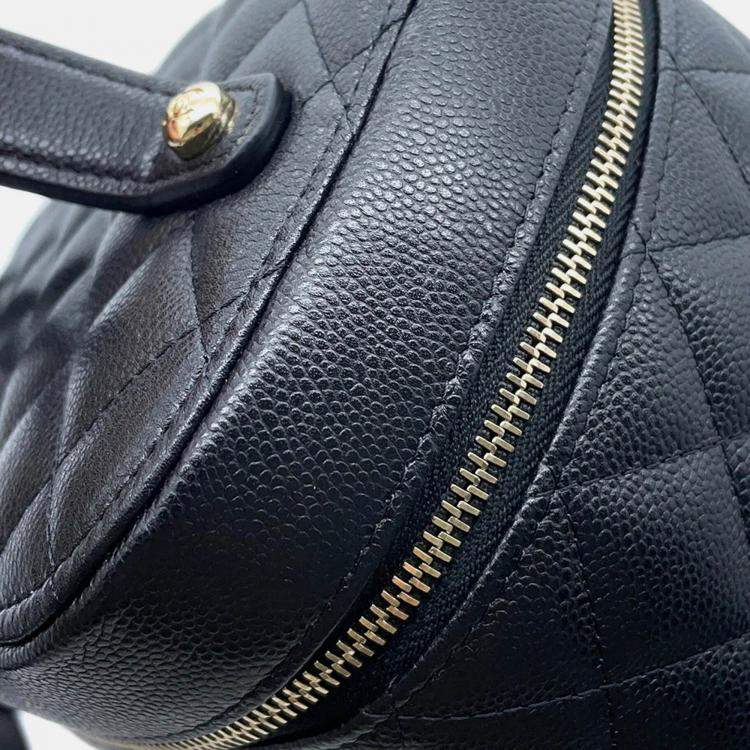 Pre Owned Chanel Vanity Black Caviar Leather Top Handle Bag