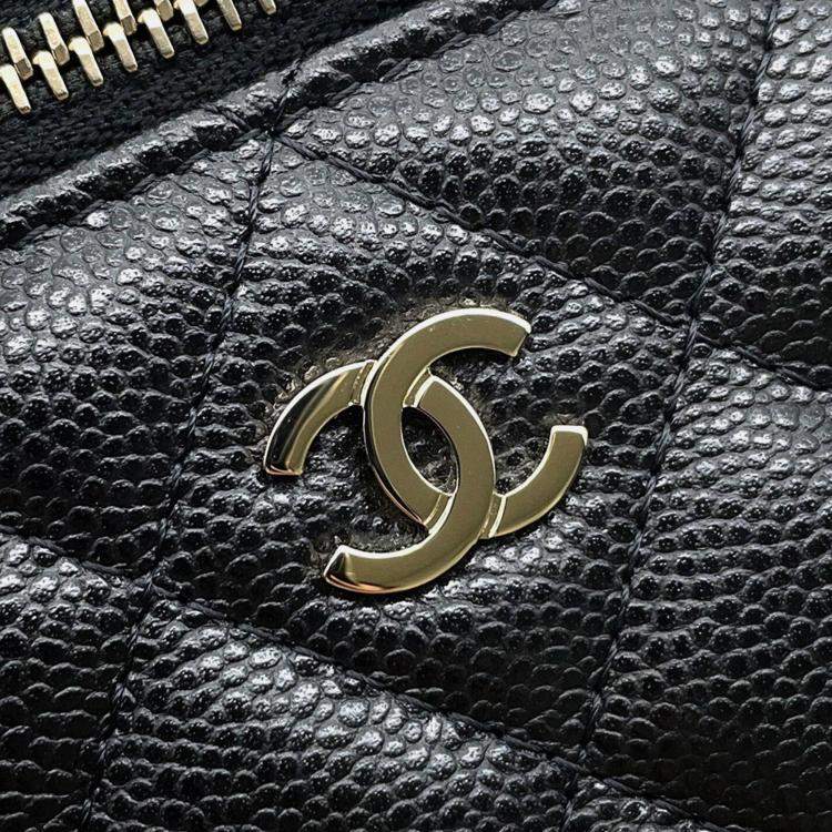 Pre Owned Chanel Vanity Black Caviar Leather Top Handle Bag