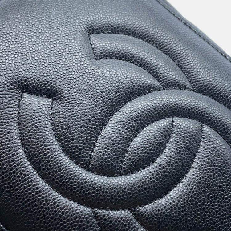 Pre Owned Chanel Vanity Black Caviar Leather Top Handle Bag