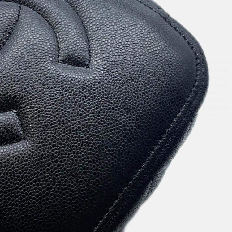 Pre Owned Chanel Vanity Black Caviar Leather Top Handle Bag