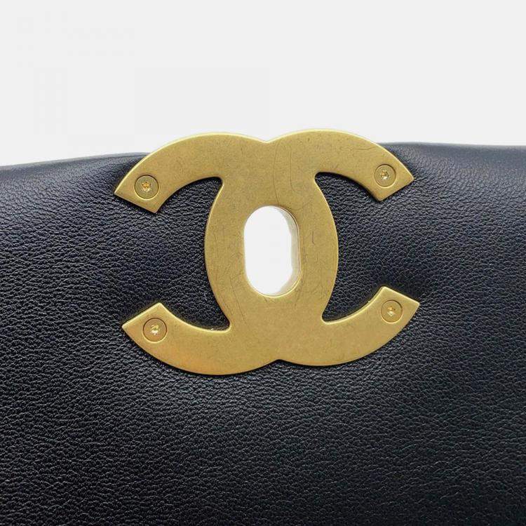 Pre Owned Chanel 19 Black Lambskin Shoulder Bag