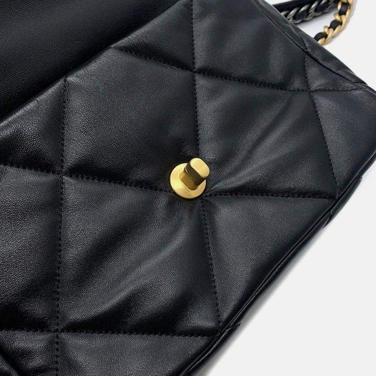 Pre Owned Chanel 19 Black Lambskin Shoulder Bag