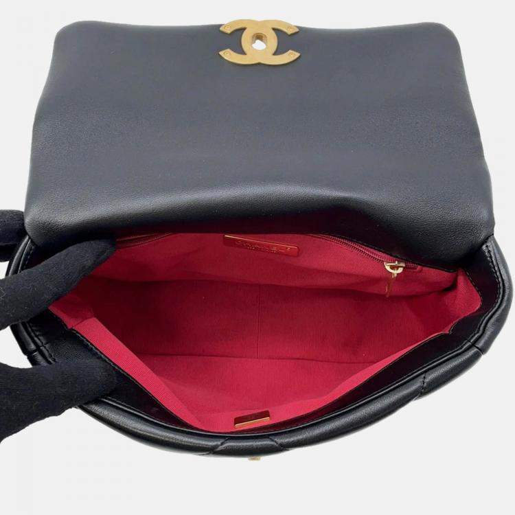 Pre Owned Chanel 19 Black Lambskin Shoulder Bag