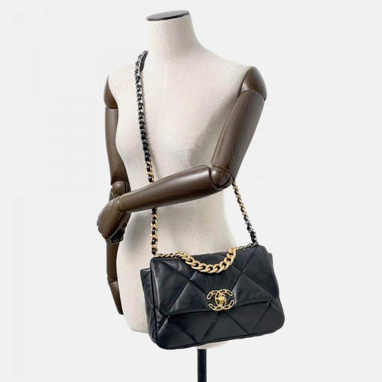 Pre Owned Chanel 19 Black Lambskin Shoulder Bag