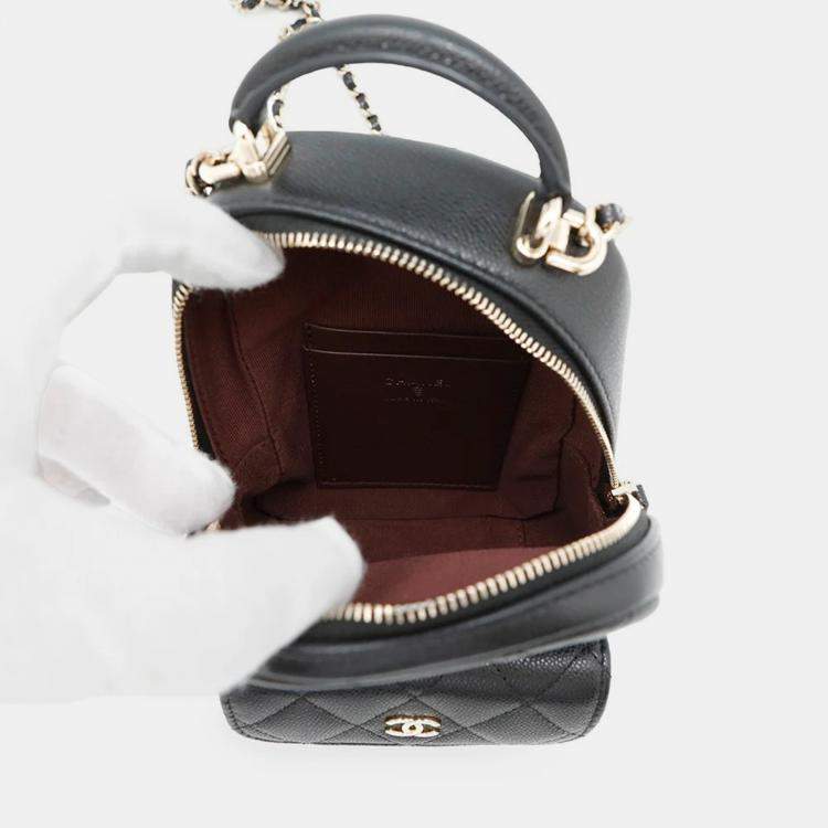 Pre Owned Chanel Matelasse Backpack Black Caviar Leather Size Mini