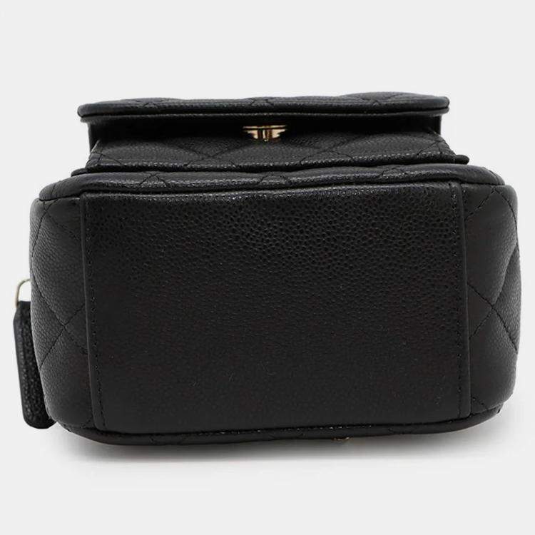 Pre Owned Chanel Matelasse Backpack Black Caviar Leather Size Mini
