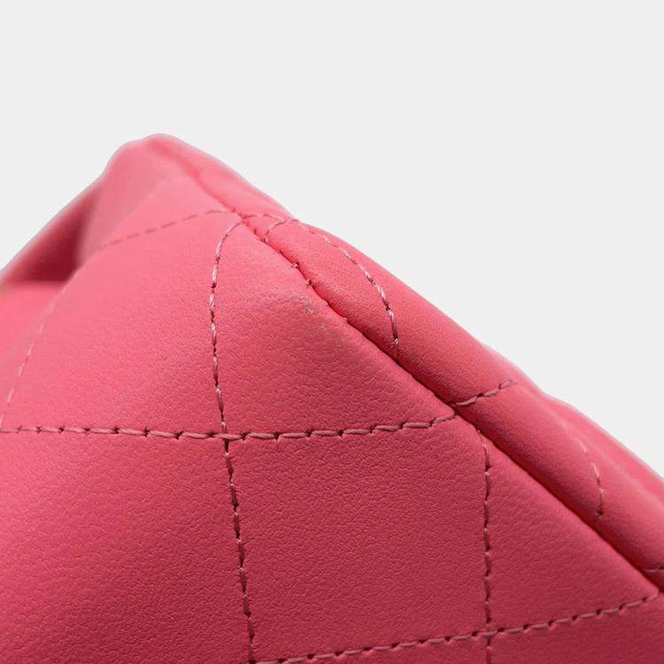 Pre Owned Chanel Single Flap Pink Lambskin Chain Shoulder Bag