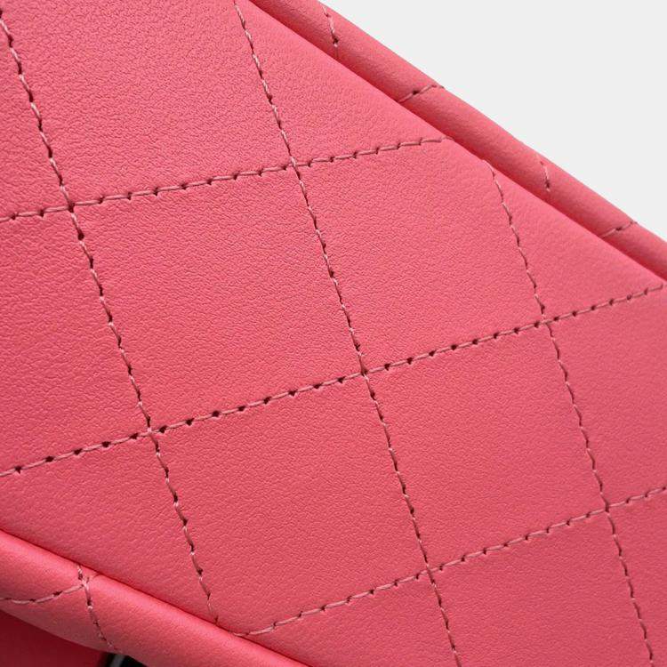 Pre Owned Chanel Single Flap Pink Lambskin Chain Shoulder Bag