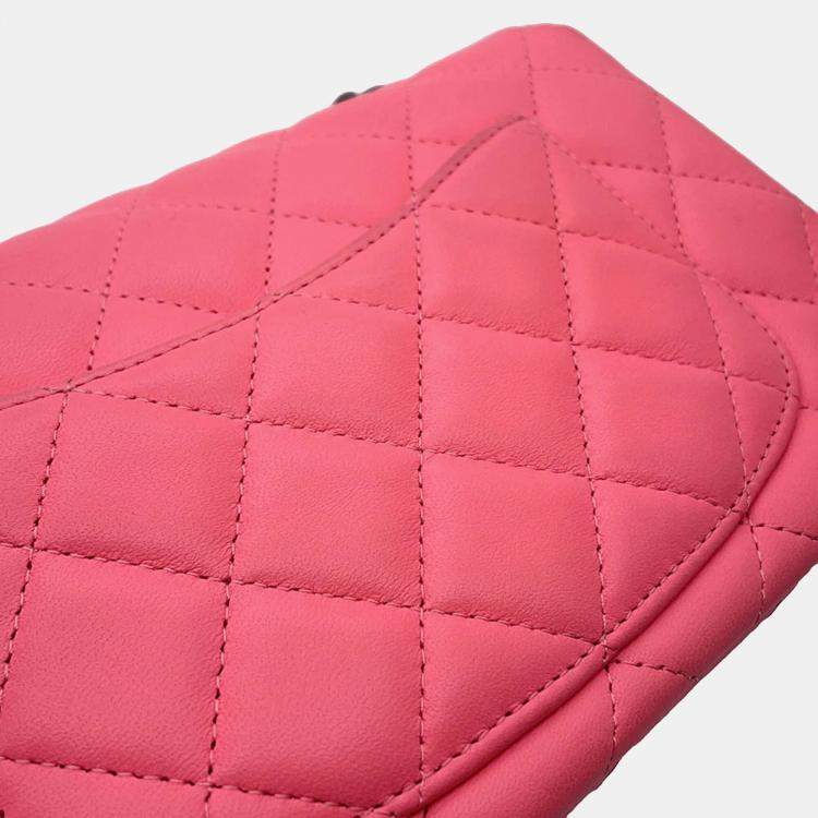 Pre Owned Chanel Single Flap Pink Lambskin Chain Shoulder Bag