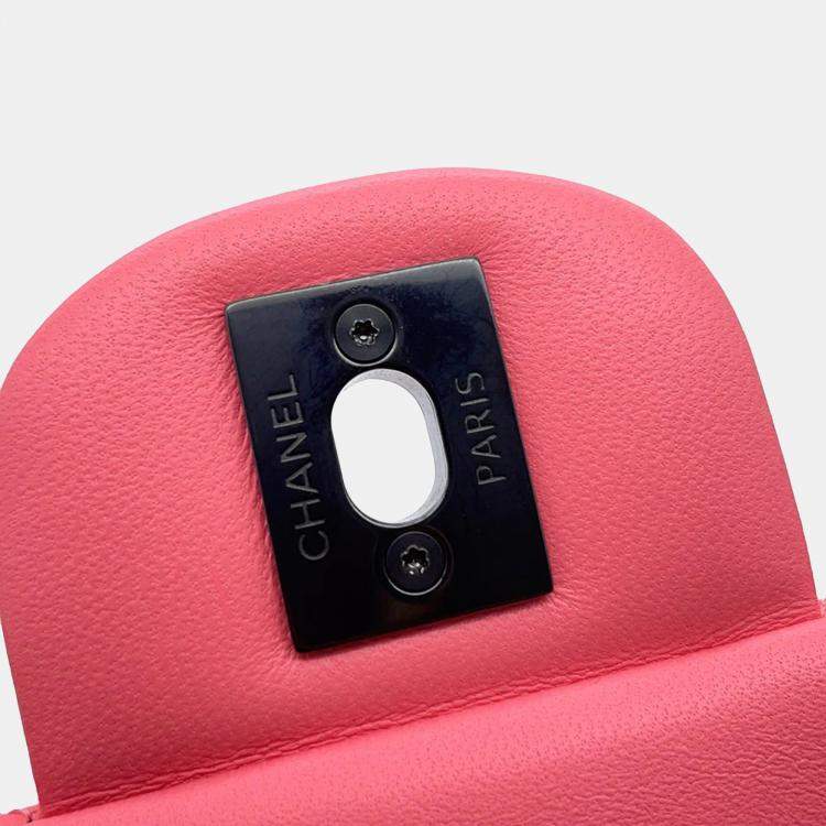 Pre Owned Chanel Single Flap Pink Lambskin Chain Shoulder Bag