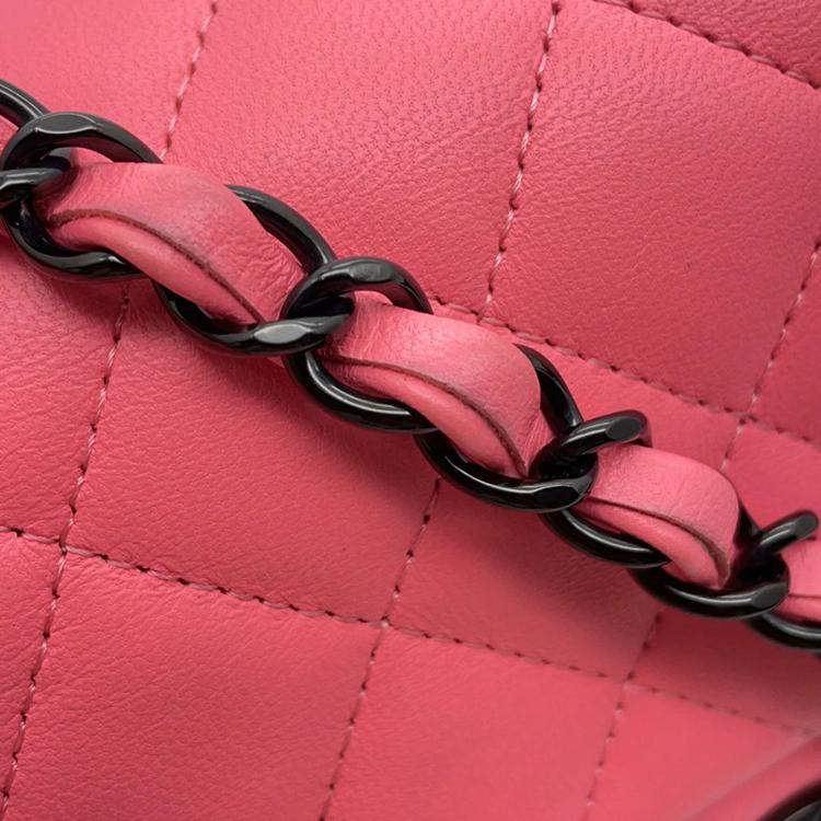 Pre Owned Chanel Single Flap Pink Lambskin Chain Shoulder Bag