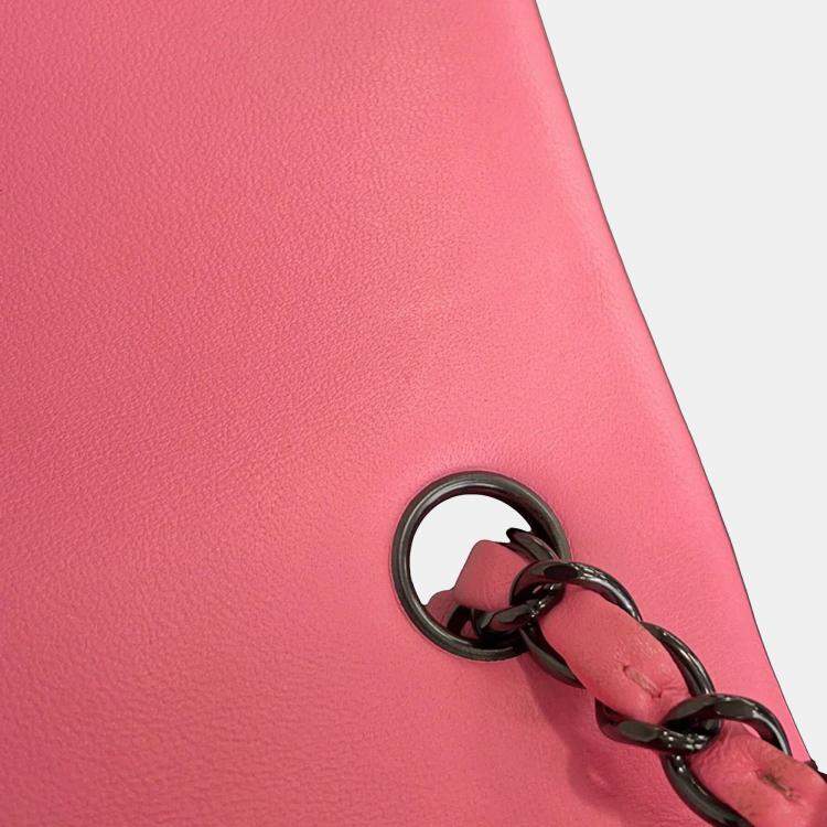 Pre Owned Chanel Single Flap Pink Lambskin Chain Shoulder Bag